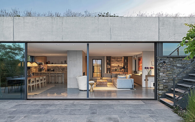 minimal windows, slim sliding doors